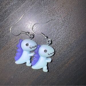 Purple and White Dinosaur Earrings